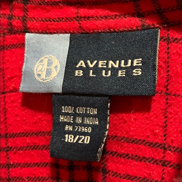 VTG AVENUE BLUES RED/BLK PLAID FLANNEL SHIRT 18/20 - Picture 3 of 6
